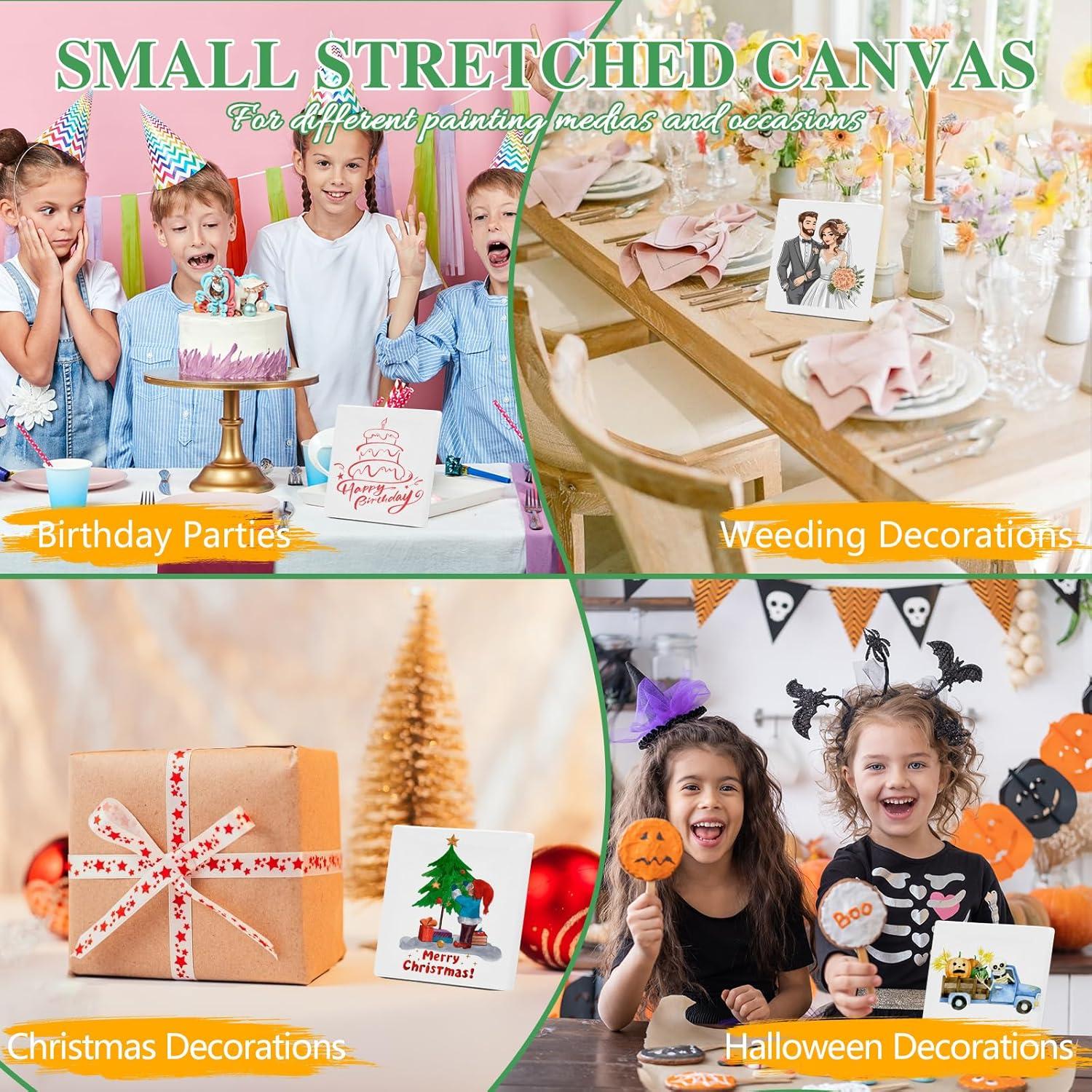 imageESRICH Mini Canvases for Painting4x4In Canvas in Bulk 10Pack 25In Profile Small Square Canvas Blank Canvases are Great for School Projects and Kids Birthday Parties Home Decor Project