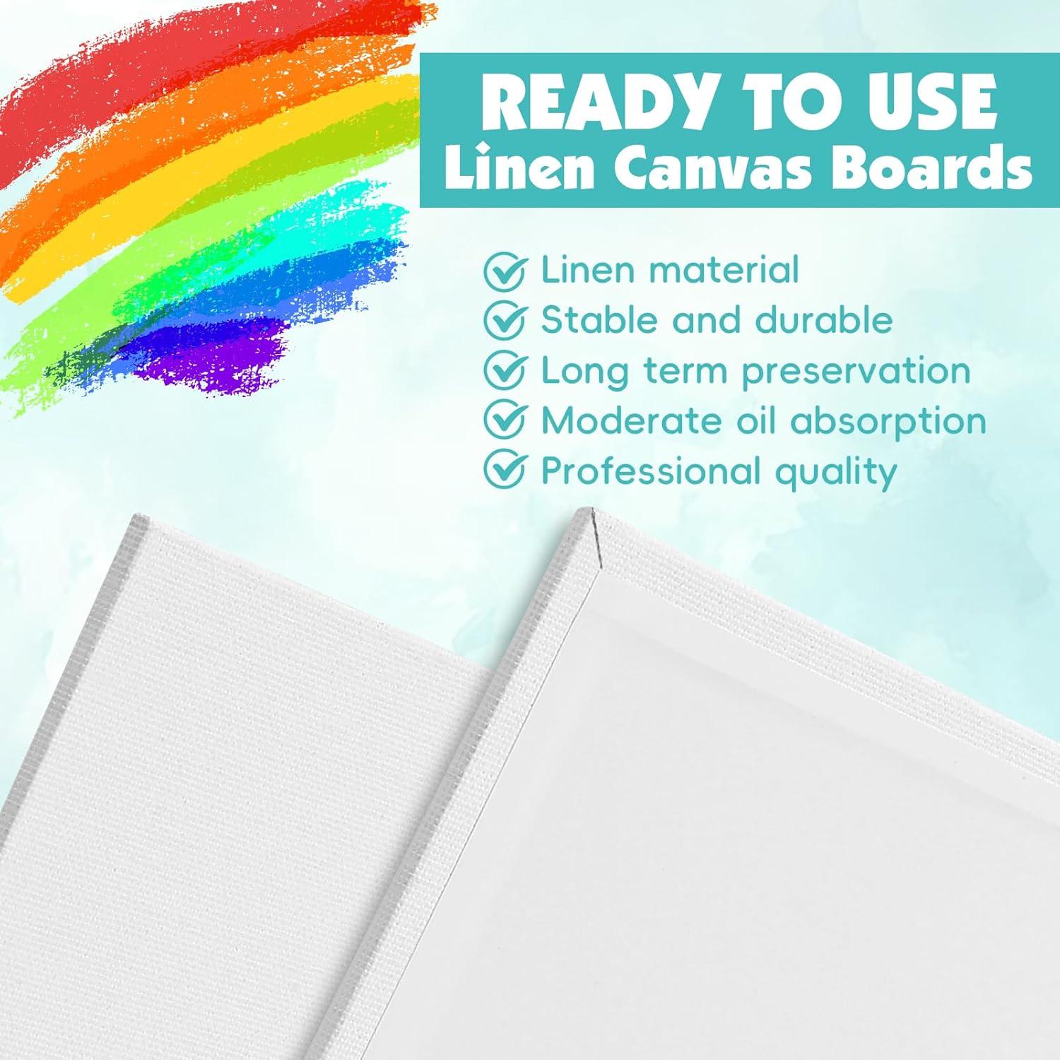 imageESRICH Professional Linen Canvas for Painting 5 Pack Linen Canvas Panels 11x14 Primed Acid Free Blank Canvas Boards for Painting for Artists Painters11x14in 5Pack