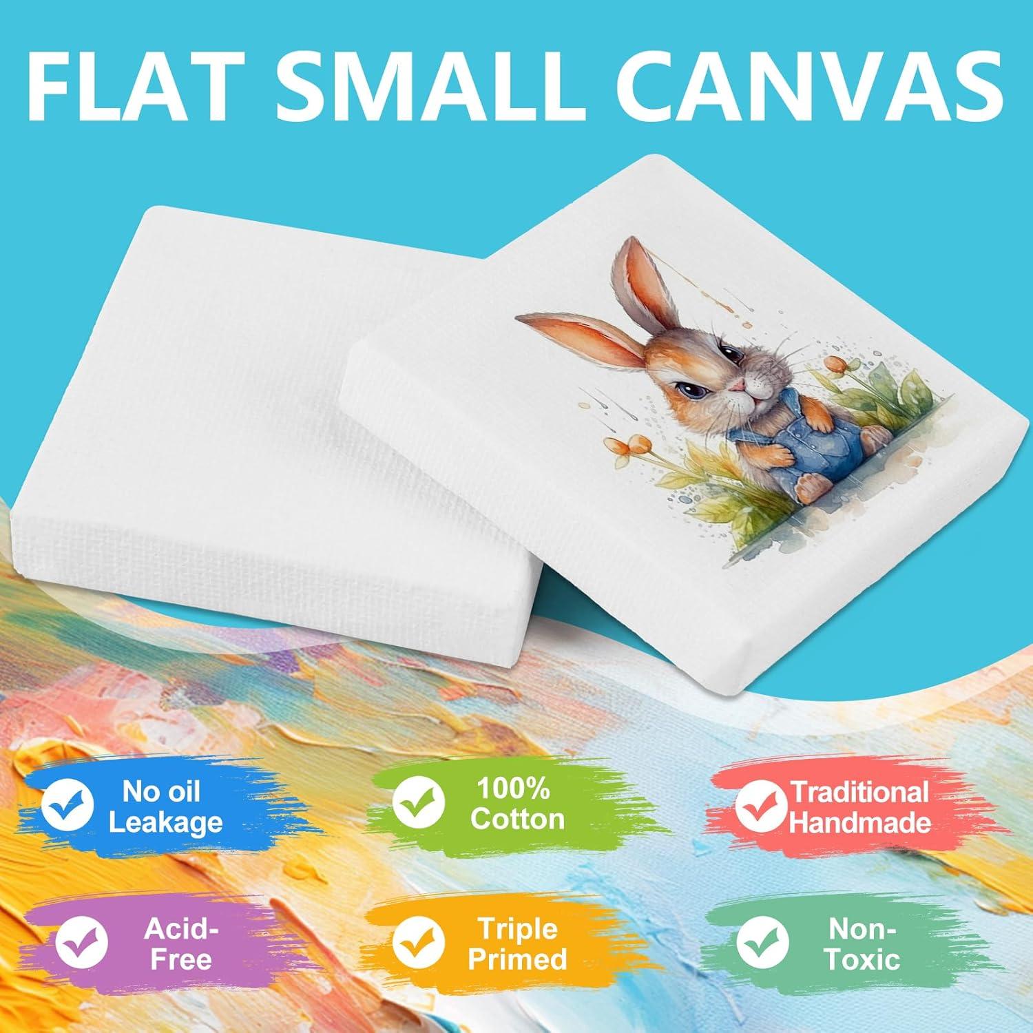 imageESRICH Small Stretched Canvas for Painting 6x6 inch 25Profile Art Primed 6 Pack Canvases for Painting Cotton Small Professional Blank Paint Canvas for Kids and Art Supplies for Acrylics Oils2x2in24P