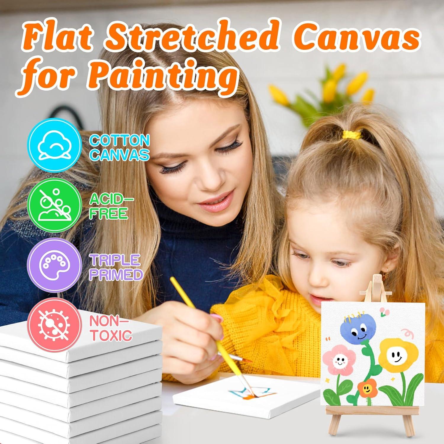 imageESRICH Small Stretched Canvas for Painting 6x6 inch 25Profile Art Primed 6 Pack Canvases for Painting Cotton Small Professional Blank Paint Canvas for Kids and Art Supplies for Acrylics Oils6x6in6P