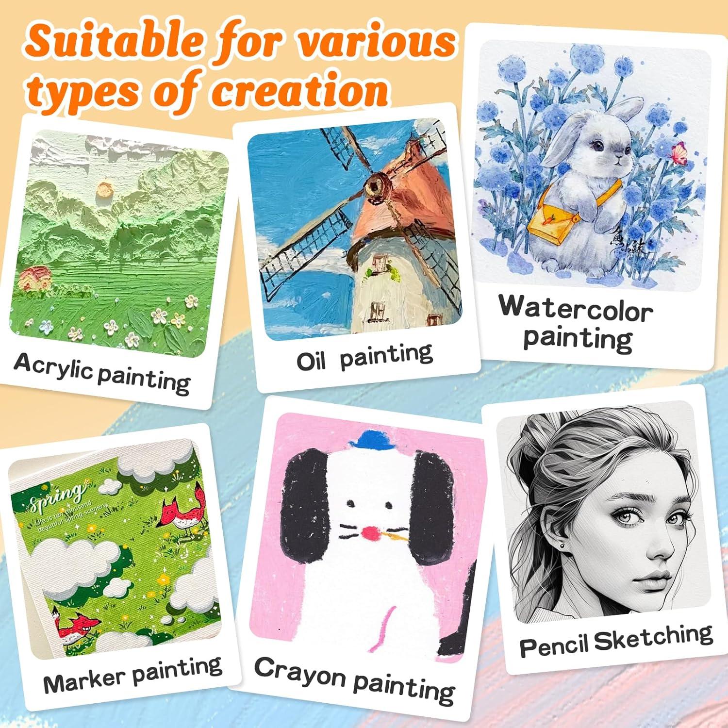 imageESRICH Small Stretched Canvas for Painting 6x6 inch 25Profile Art Primed 6 Pack Canvases for Painting Cotton Small Professional Blank Paint Canvas for Kids and Art Supplies for Acrylics Oils6x6in6P