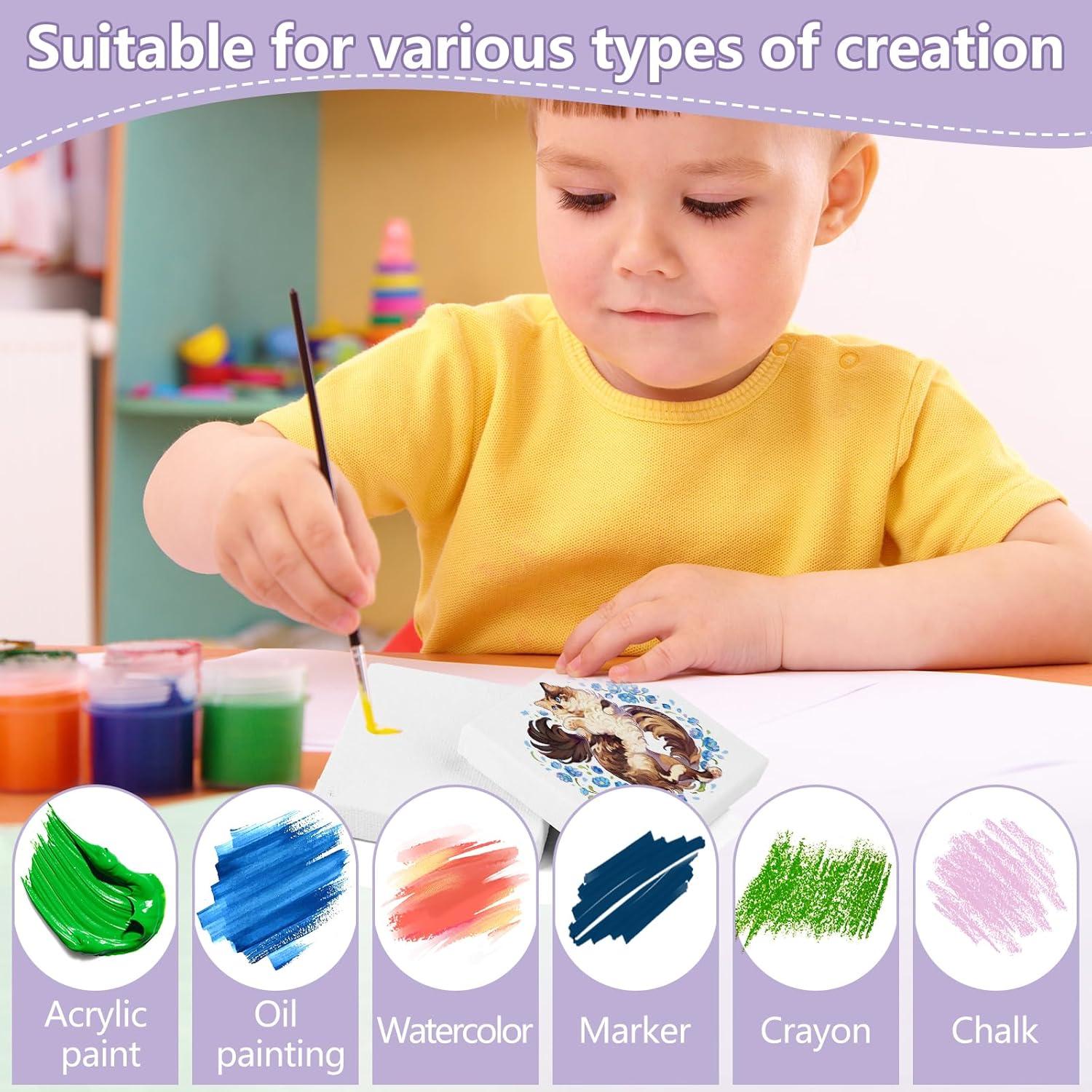 imageESRICH Small Stretched Canvas for Painting 6x6 inch 25Profile Art Primed 6 Pack Canvases for Painting Cotton Small Professional Blank Paint Canvas for Kids and Art Supplies for Acrylics Oils3x3in12P