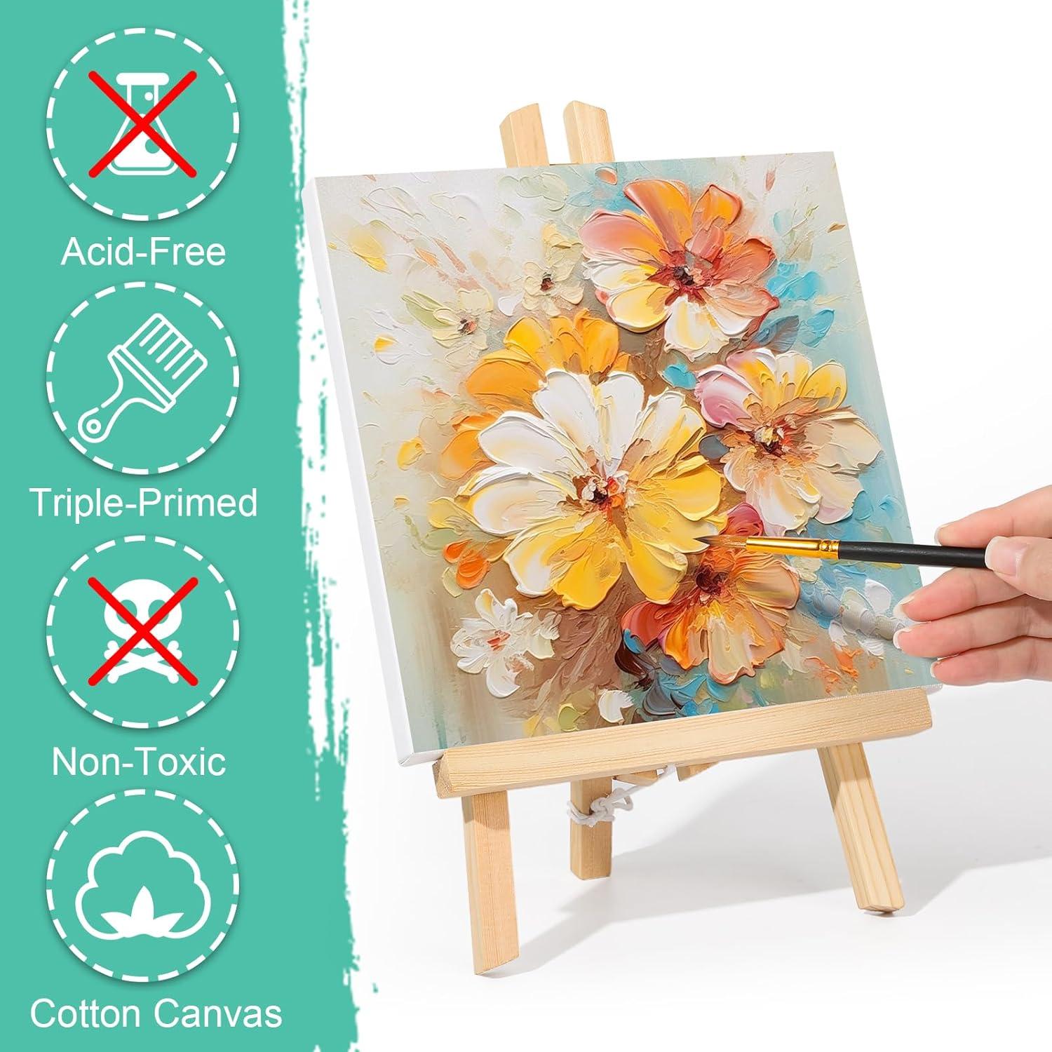 imageESRICH Stretched Canvas 6 Pack 8x8 Primed AcidFree Wood Framed Blank Canvas Art Canvases for Beginners Artists Used for Oil Acrylic Paint Pouring Painting6 Packs Stretched Canvas  88in