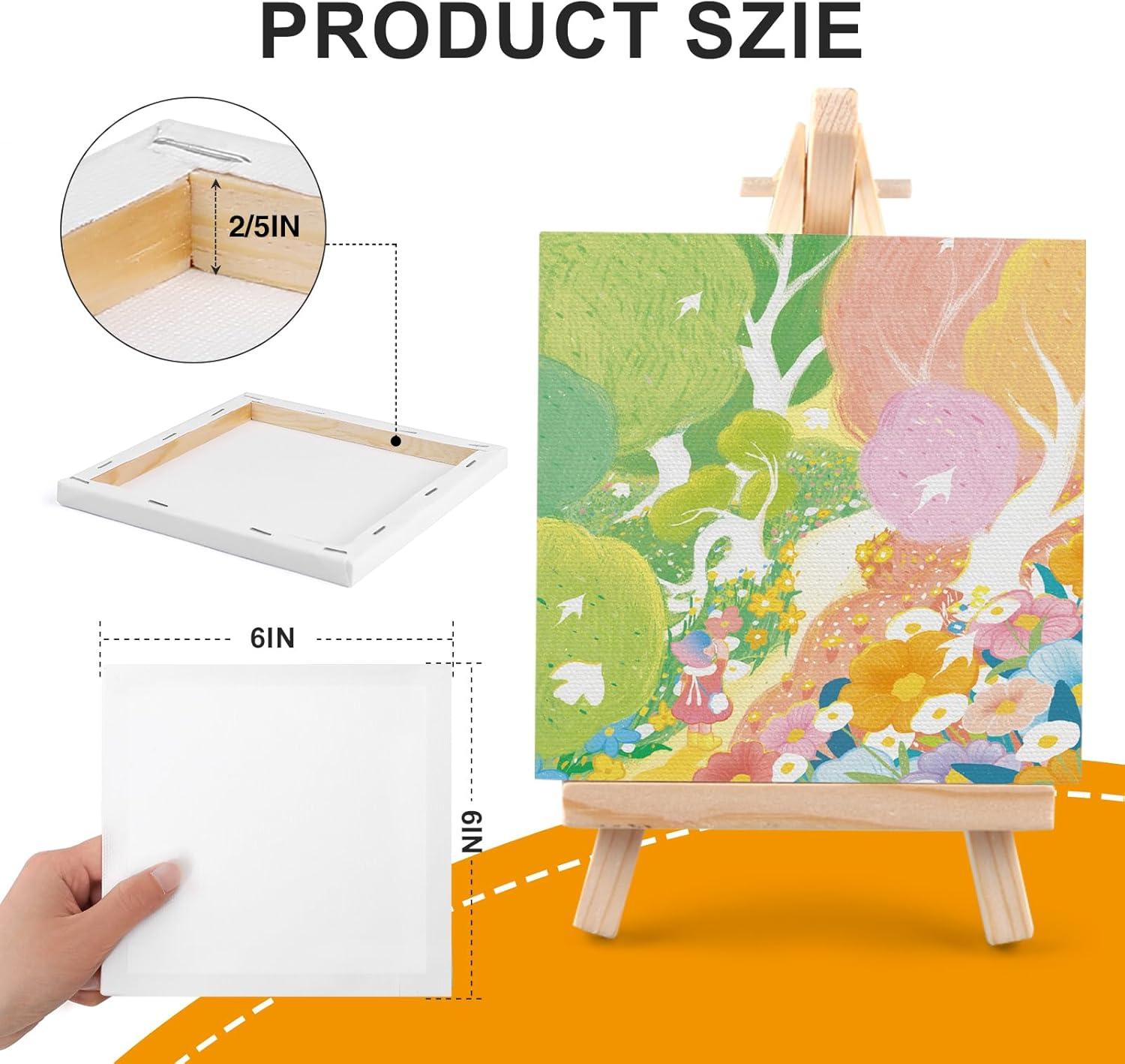 imageESRICH Stretched Canvas 6 Pack 8x8 Primed AcidFree Wood Framed Blank Canvas Art Canvases for Beginners Artists Used for Oil Acrylic Paint Pouring Painting8 Packs Stretched Canvas  66in