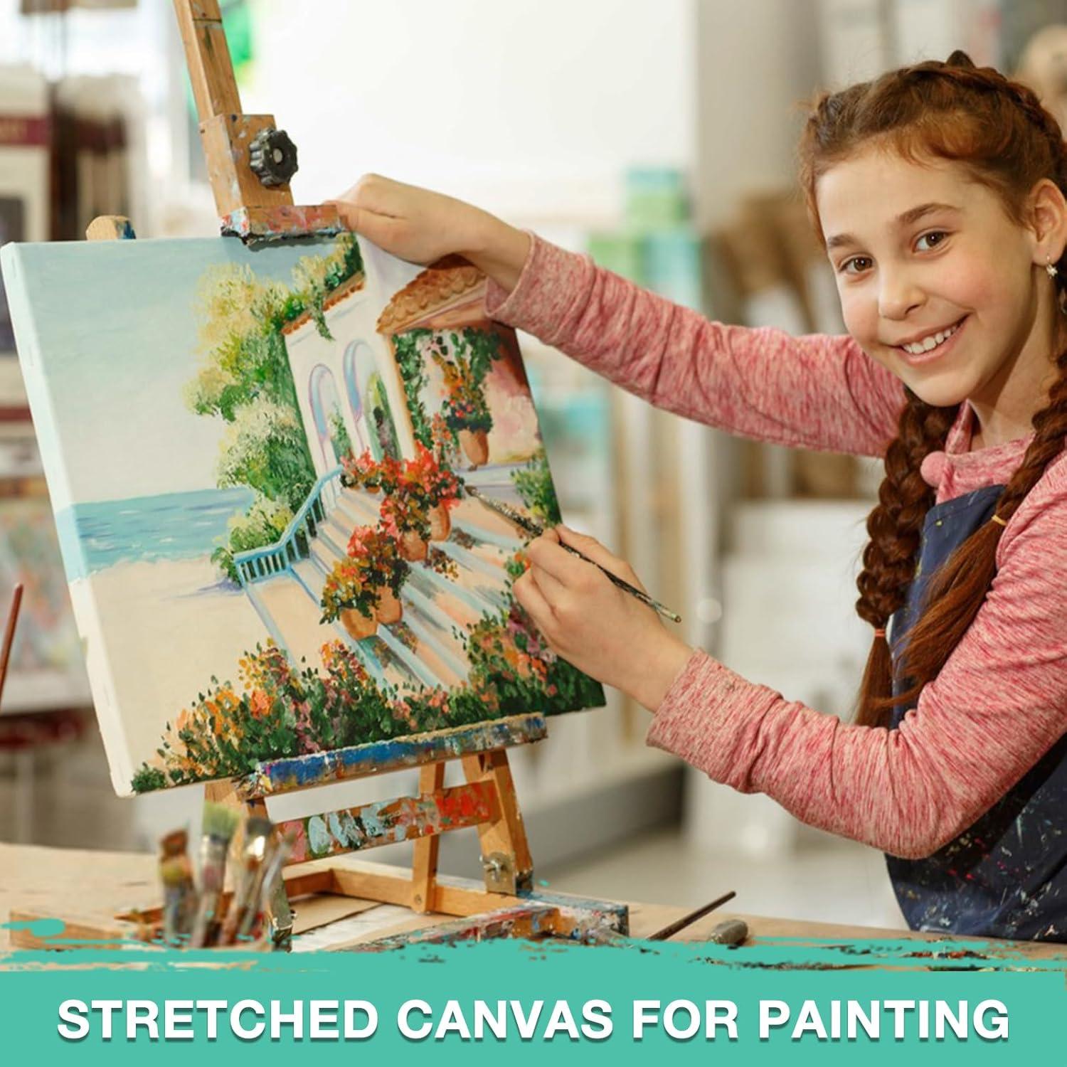 imageESRICH Stretched Canvas 6 Pack 8x8 Primed AcidFree Wood Framed Blank Canvas Art Canvases for Beginners Artists Used for Oil Acrylic Paint Pouring Painting6 Packs Stretched Canvas  88in