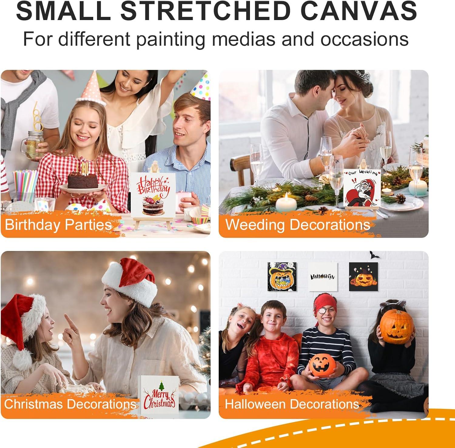 imageESRICH Stretched Canvas 6 Pack 8x8 Primed AcidFree Wood Framed Blank Canvas Art Canvases for Beginners Artists Used for Oil Acrylic Paint Pouring Painting8 Packs Stretched Canvas  66in