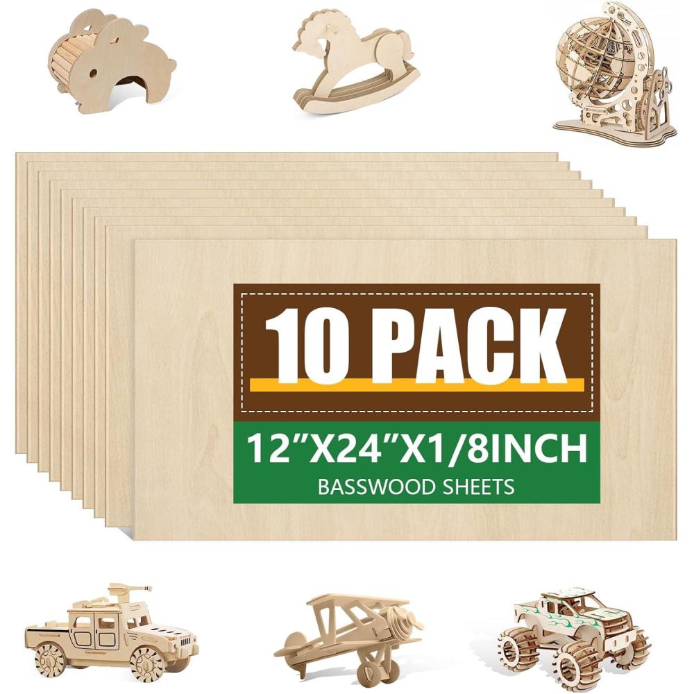 image60 Pack Basswood Sheets 12x12x18 Inch for CraftsUnfinished Wood for Laser Cutting ampamp EngravingWood BuriningPlywood for Architectural ModelsBasswood 10 p