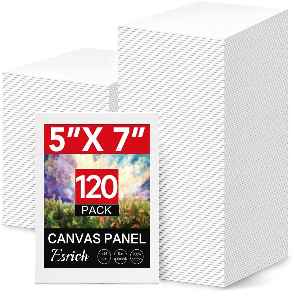 imageESRICH 5x7IN Small Canvases for Painting12 Pack Mini Canvas Boards Cotton Painting Canvas Primed Acid Free Mini Blank Canvas Panels for Oil PaintWatercolorAcrylic PaintGouacheampampTempera5x7in 120pack