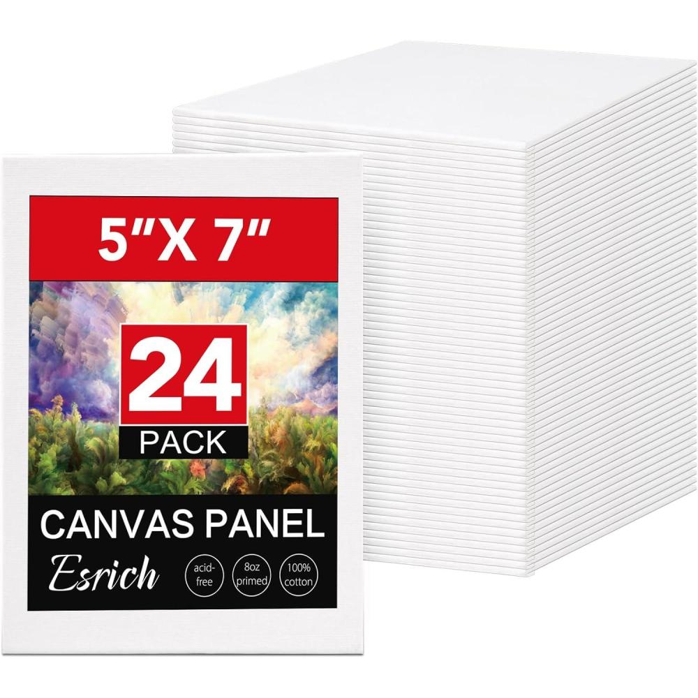 imageESRICH 5x7IN Small Canvases for Painting12 Pack Mini Canvas Boards Cotton Painting Canvas Primed Acid Free Mini Blank Canvas Panels for Oil PaintWatercolorAcrylic PaintGouacheampampTempera5x7in 24pack