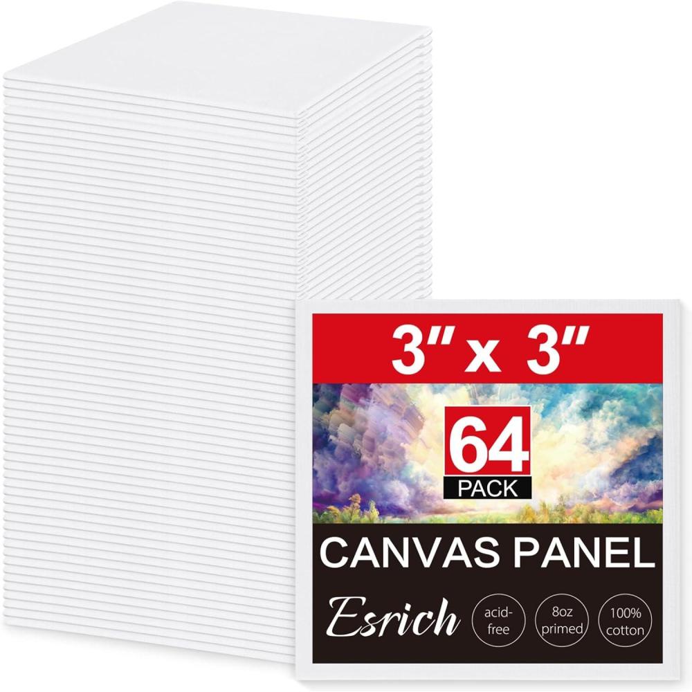 imageESRICH 5x7IN Small Canvases for Painting12 Pack Mini Canvas Boards Cotton Painting Canvas Primed Acid Free Mini Blank Canvas Panels for Oil PaintWatercolorAcrylic PaintGouacheampampTempera3x3in 64pack