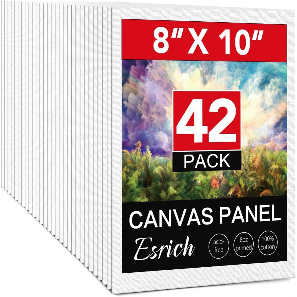 imageESRICH 5x7IN Small Canvases for Painting12 Pack Mini Canvas Boards Cotton Painting Canvas Primed Acid Free Mini Blank Canvas Panels for Oil PaintWatercolorAcrylic PaintGouacheampampTempera8x10in 42pack