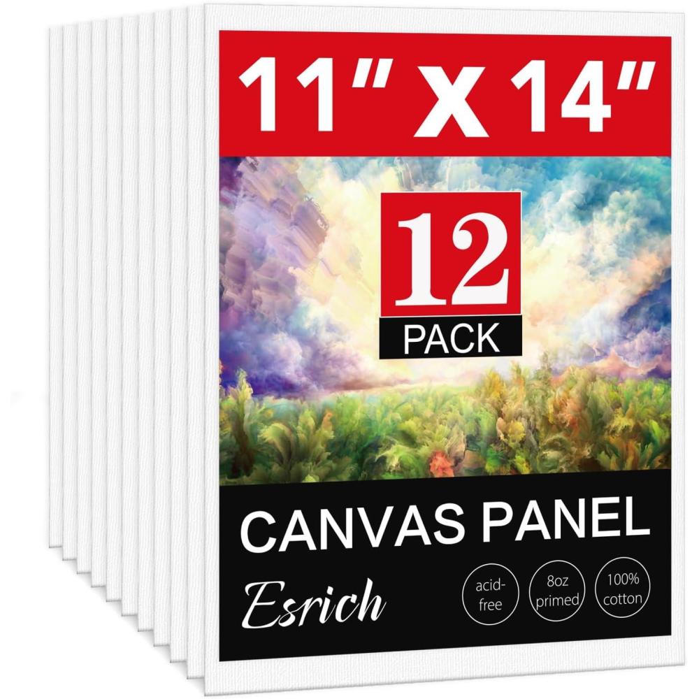 imageESRICH 5x7IN Small Canvases for Painting12 Pack Mini Canvas Boards Cotton Painting Canvas Primed Acid Free Mini Blank Canvas Panels for Oil PaintWatercolorAcrylic PaintGouacheampampTempera11x14in 12pack