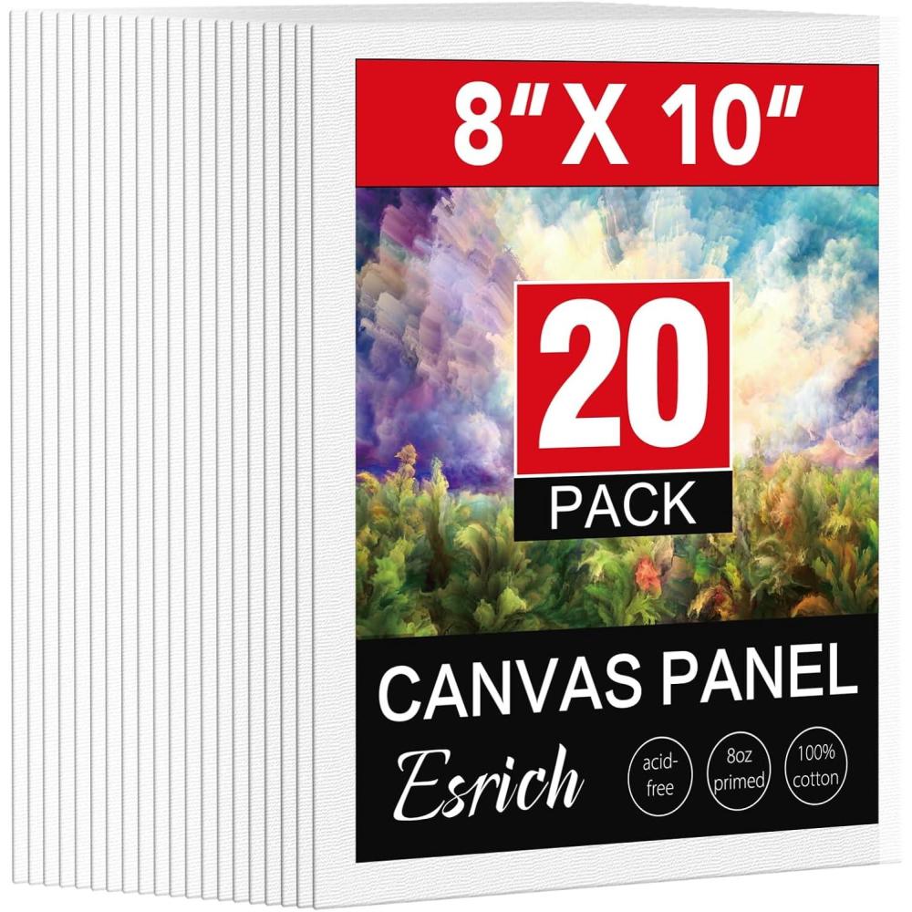 imageESRICH Canvas Boards for Painting 5x7IN 48 Pack Small Canvases for Painting Canvas Primed AcidFree Blank Canvas Panels for Oil Paint Watercolor Acrylic Paint Gouache ampamp Tempera8x10in