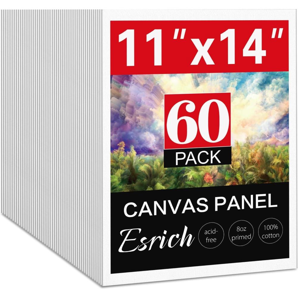 imageESRICH Canvas Boards for Painting 5x7IN 48 Pack Small Canvases for Painting Canvas Primed AcidFree Blank Canvas Panels for Oil Paint Watercolor Acrylic Paint Gouache ampamp Tempera11x14in
