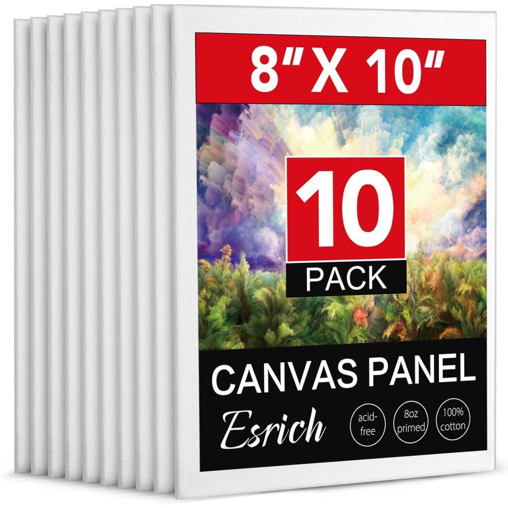 imageESRICH Canvases for Painting 11x14 30 Pack Canvas Boards for Painting Cotton Primed Acid Free Blank Canvas Panels for Oil Paint Watercolor Acrylic Paint Gouache and Tempera8x10