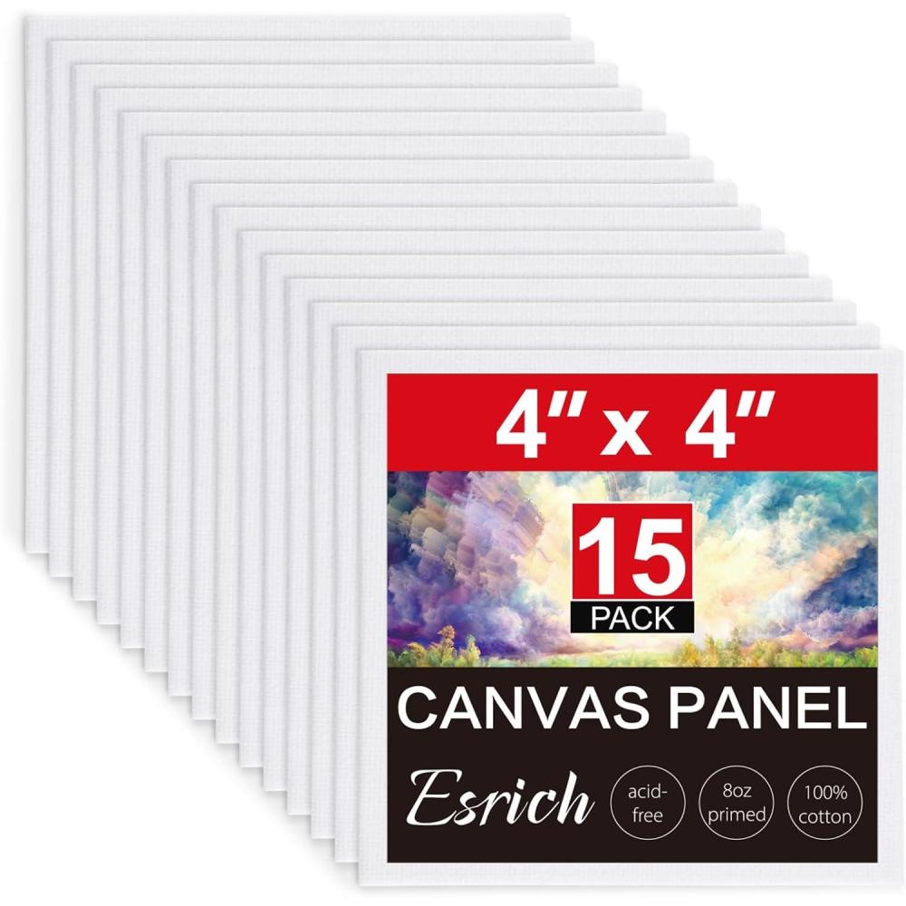 imageESRICH Canvases for Painting 11x14 30 Pack Canvas Boards for Painting Cotton Primed Acid Free Blank Canvas Panels for Oil Paint Watercolor Acrylic Paint Gouache and Tempera4x4