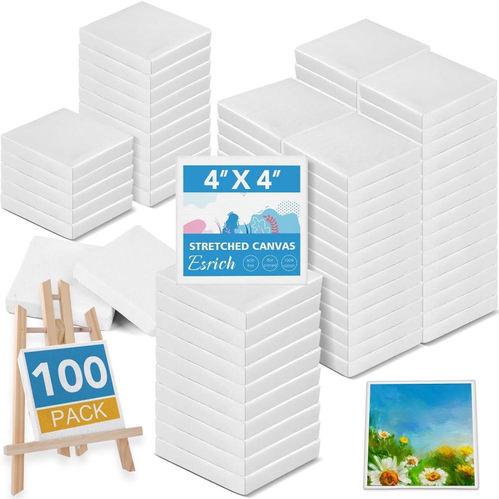 imageESRICH Mini Canvases for Painting Canvas in Bulk 32Pack 3x3In 25In Profile Small Square Canvas Blank Canvases are Great for School Projects and Kids Birthday Parties Home Decor Project4x4in100 Packs