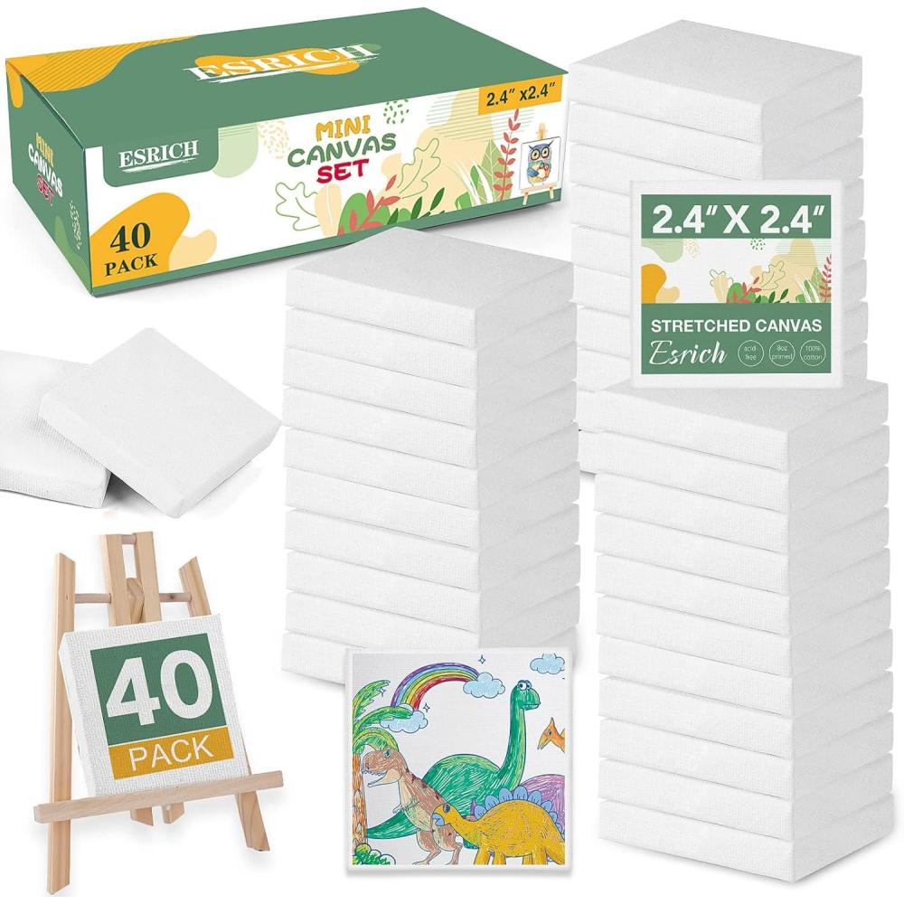 imageESRICH Mini Canvases for Painting Canvas in Bulk 32Pack 3x3In 25In Profile Small Square Canvas Blank Canvases are Great for School Projects and Kids Birthday Parties Home Decor Project24x24in40 Packs