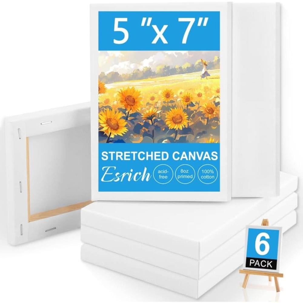 imageESRICH Stretched Canvas 6 Pack 8x8 Primed AcidFree Wood Framed Blank Canvas Art Canvases for Beginners Artists Used for Oil Acrylic Paint Pouring Painting6 Packs Stretched Canvas  57in