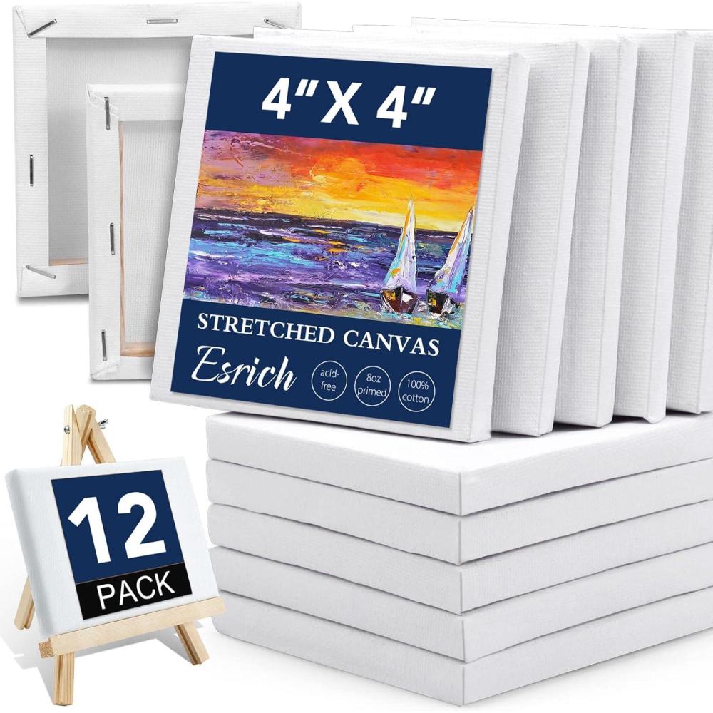 imageESRICH Stretched Canvas 6 Pack 8x8 Primed AcidFree Wood Framed Blank Canvas Art Canvases for Beginners Artists Used for Oil Acrylic Paint Pouring Painting12 Packs Stretched Canvas  44in
