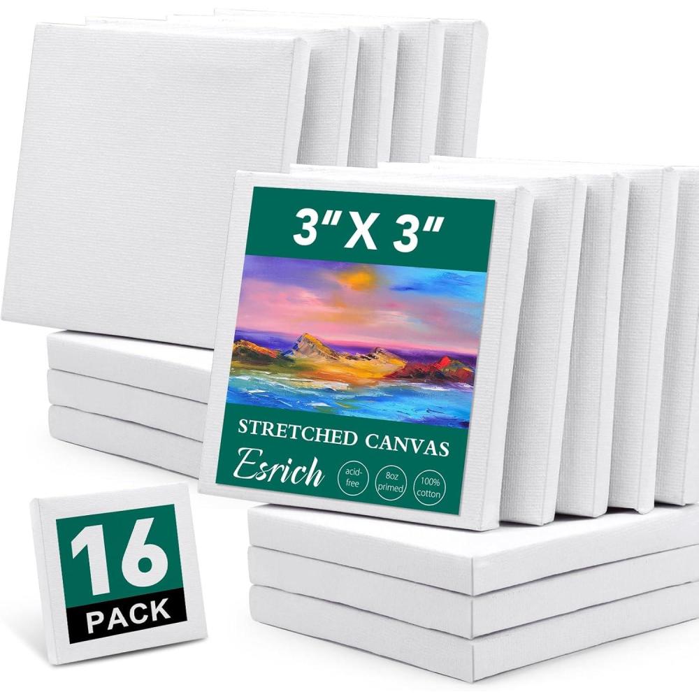 imageESRICH Stretched Canvas 6 Pack 8x8 Primed AcidFree Wood Framed Blank Canvas Art Canvases for Beginners Artists Used for Oil Acrylic Paint Pouring Painting16 Packs Stretched Canvas  33in