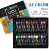 imageESRICH Acrylic Paint Set 12 Colors2 Pack with 20 Paint Brushes24 Acrylic Paints for AdultsKidsBeginnerProfessional ArtistsNonToxic Craft Paint kit for PaperCanvasRockWoodCeramic24Color