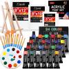 imageESRICH Acrylic Paint Set 12 Colors2 Pack with 20 Paint Brushes24 Acrylic Paints for AdultsKidsBeginnerProfessional ArtistsNonToxic Craft Paint kit for PaperCanvasRockWoodCeramic24Color