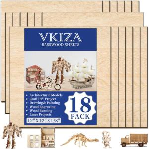 image24Pack Basswood Sheets 4x6x116 Inch Basswood for Laser Cutting ampamp Engraving Thin Plywood Wood Sheets Unfinished Wood for Crafts DIY Architectural Models Wood Burning and PaintingBasswood 18Packs