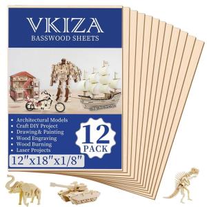 image24Pack Basswood Sheets 4x6x116 Inch Basswood for Laser Cutting ampamp Engraving Thin Plywood Wood Sheets Unfinished Wood for Crafts DIY Architectural Models Wood Burning and Painting12Packs