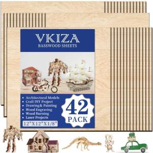 image24Pack Basswood Sheets 4x6x116 Inch Basswood for Laser Cutting ampamp Engraving Thin Plywood Wood Sheets Unfinished Wood for Crafts DIY Architectural Models Wood Burning and PaintingBasswood 42Packs
