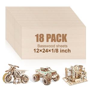 image24Pack Basswood Sheets 4x6x116 Inch Basswood for Laser Cutting ampamp Engraving Thin Plywood Wood Sheets Unfinished Wood for Crafts DIY Architectural Models Wood Burning and PaintingBasswood 18 pack
