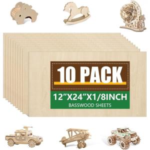 image60 Pack Basswood Sheets 12x12x18 Inch for CraftsUnfinished Wood for Laser Cutting ampamp EngravingWood BuriningPlywood for Architectural ModelsBasswood 10 p