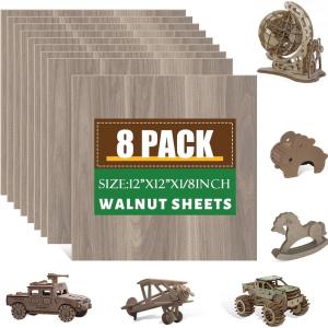 image60 Pack Basswood Sheets 12x12x18 Inch for CraftsUnfinished Wood for Laser Cutting ampamp EngravingWood BuriningPlywood for Architectural ModelsWalnut 8 p