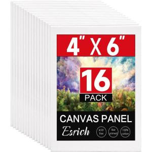 imageESRICH 16 Pack 4x6 Inch Small Canvases for Painting Painting Canvas 4x6 Inch Cotton Primed Acid Free Mini Blank Canvas Panels for Oil PaintWatercolorAcrylic Paint Gouache Tempera4x6in