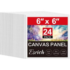 imageESRICH 16 Pack 4x6 Inch Small Canvases for Painting Painting Canvas 4x6 Inch Cotton Primed Acid Free Mini Blank Canvas Panels for Oil PaintWatercolorAcrylic Paint Gouache Tempera6x6in