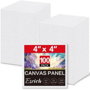 imageESRICH 16 Pack 4x6 Inch Small Canvases for Painting Painting Canvas 4x6 Inch Cotton Primed Acid Free Mini Blank Canvas Panels for Oil PaintWatercolorAcrylic Paint Gouache Tempera4x4in