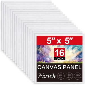 imageESRICH 5x7IN Small Canvases for Painting12 Pack Mini Canvas Boards Cotton Painting Canvas Primed Acid Free Mini Blank Canvas Panels for Oil PaintWatercolorAcrylic PaintGouacheampampTempera5x5in 16pack