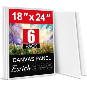 imageESRICH 5x7IN Small Canvases for Painting12 Pack Mini Canvas Boards Cotton Painting Canvas Primed Acid Free Mini Blank Canvas Panels for Oil PaintWatercolorAcrylic PaintGouacheampampTempera18x24in 6pack