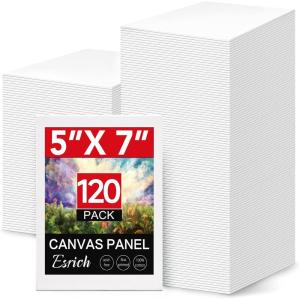 imageESRICH 5x7IN Small Canvases for Painting12 Pack Mini Canvas Boards Cotton Painting Canvas Primed Acid Free Mini Blank Canvas Panels for Oil PaintWatercolorAcrylic PaintGouacheampampTempera5x7in 120pack