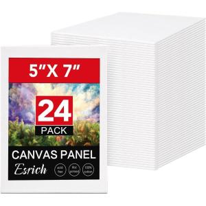 imageESRICH 5x7IN Small Canvases for Painting12 Pack Mini Canvas Boards Cotton Painting Canvas Primed Acid Free Mini Blank Canvas Panels for Oil PaintWatercolorAcrylic PaintGouacheampampTempera5x7in 24pack