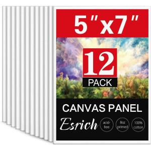 imageESRICH 5x7IN Small Canvases for Painting12 Pack Mini Canvas Boards Cotton Painting Canvas Primed Acid Free Mini Blank Canvas Panels for Oil PaintWatercolorAcrylic PaintGouacheampampTempera5x7in 12pack