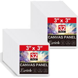 imageESRICH 5x7IN Small Canvases for Painting12 Pack Mini Canvas Boards Cotton Painting Canvas Primed Acid Free Mini Blank Canvas Panels for Oil PaintWatercolorAcrylic PaintGouacheampampTempera3x3in 32pack