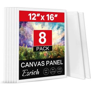 imageESRICH 5x7IN Small Canvases for Painting12 Pack Mini Canvas Boards Cotton Painting Canvas Primed Acid Free Mini Blank Canvas Panels for Oil PaintWatercolorAcrylic PaintGouacheampampTempera12x16in 8pack