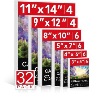 imageESRICH 8x10 Canvas for Painting 8x10 Inch Value Pack of 106 Canvas Boards for Painting Painting Canvas for Adult ampamp KidsCotton Primed Blank Canvas Panels for Oil Watercolor Acrylic Tempera32 Packs Canvas Panel  6 Sizes