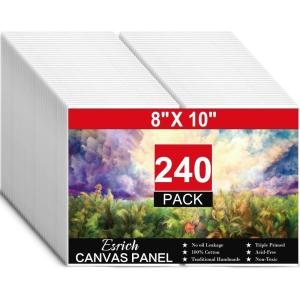 imageESRICH 8x10 Canvas for Painting 8x10 Inch Value Pack of 106 Canvas Boards for Painting Painting Canvas for Adult ampamp KidsCotton Primed Blank Canvas Panels for Oil Watercolor Acrylic Tempera810in 240pack