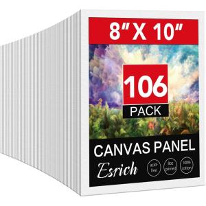 imageESRICH 8x10 Canvas for Painting 8x10 Inch Value Pack of 106 Canvas Boards for Painting Painting Canvas for Adult ampamp KidsCotton Primed Blank Canvas Panels for Oil Watercolor Acrylic Tempera810in 106pack