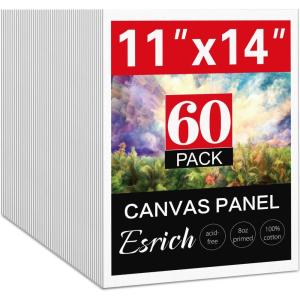 imageESRICH Canvas Boards for Painting 5x7IN 48 Pack Small Canvases for Painting Canvas Primed AcidFree Blank Canvas Panels for Oil Paint Watercolor Acrylic Paint Gouache ampamp Tempera11x14in