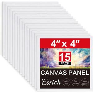 imageESRICH Canvases for Painting 11x14 30 Pack Canvas Boards for Painting Cotton Primed Acid Free Blank Canvas Panels for Oil Paint Watercolor Acrylic Paint Gouache and Tempera4x4