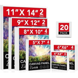 imageESRICH Canvases for Painting 8Pack Painting Canvas with 9x128x104x6Canvas Panels for Oil PaintWatercolorAcrylic PaintGouache and Tempera20 Packs Canvas Panel  6 Sizes