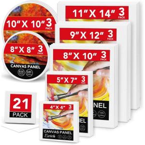 imageESRICH Canvases for Painting 8Pack Painting Canvas with 9x128x104x6Canvas Panels for Oil PaintWatercolorAcrylic PaintGouache and Tempera21 Packs Canvas Panel  7 Sizes3 of Each